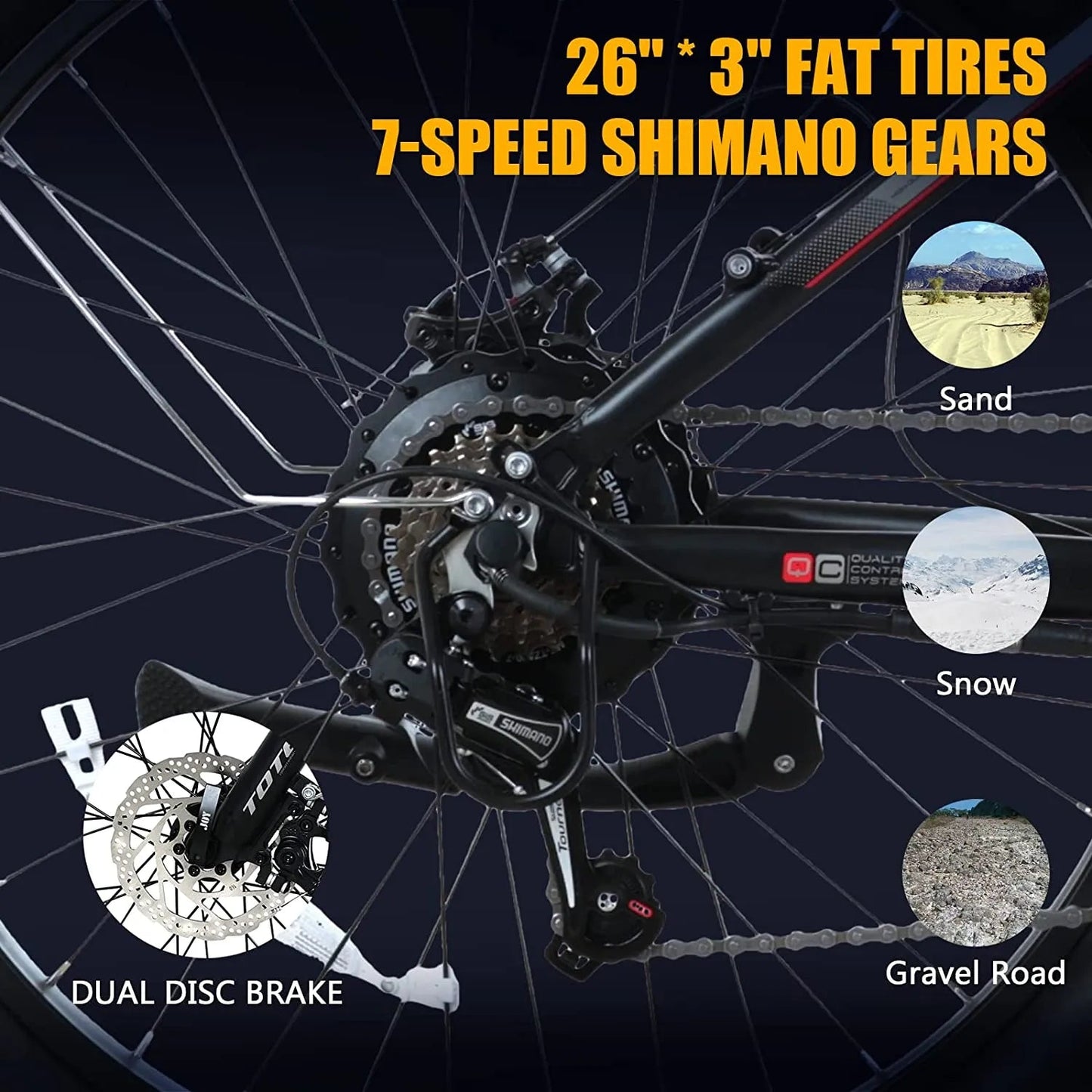 Adult Electric Bike 26 Inch, 750W Powerful Motor, Electric Bike 48V 15Ah Detachable Integrated Lithium Battery