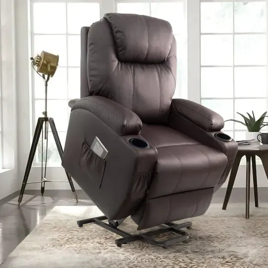 🔥Second Half Price🪑Faux Leather Power Lift Recliner Chair with Massage and Heating Functions✨