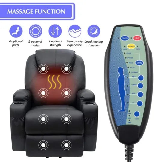 🔥Second Half Price🪑Faux Leather Power Lift Recliner Chair with Massage and Heating Functions✨